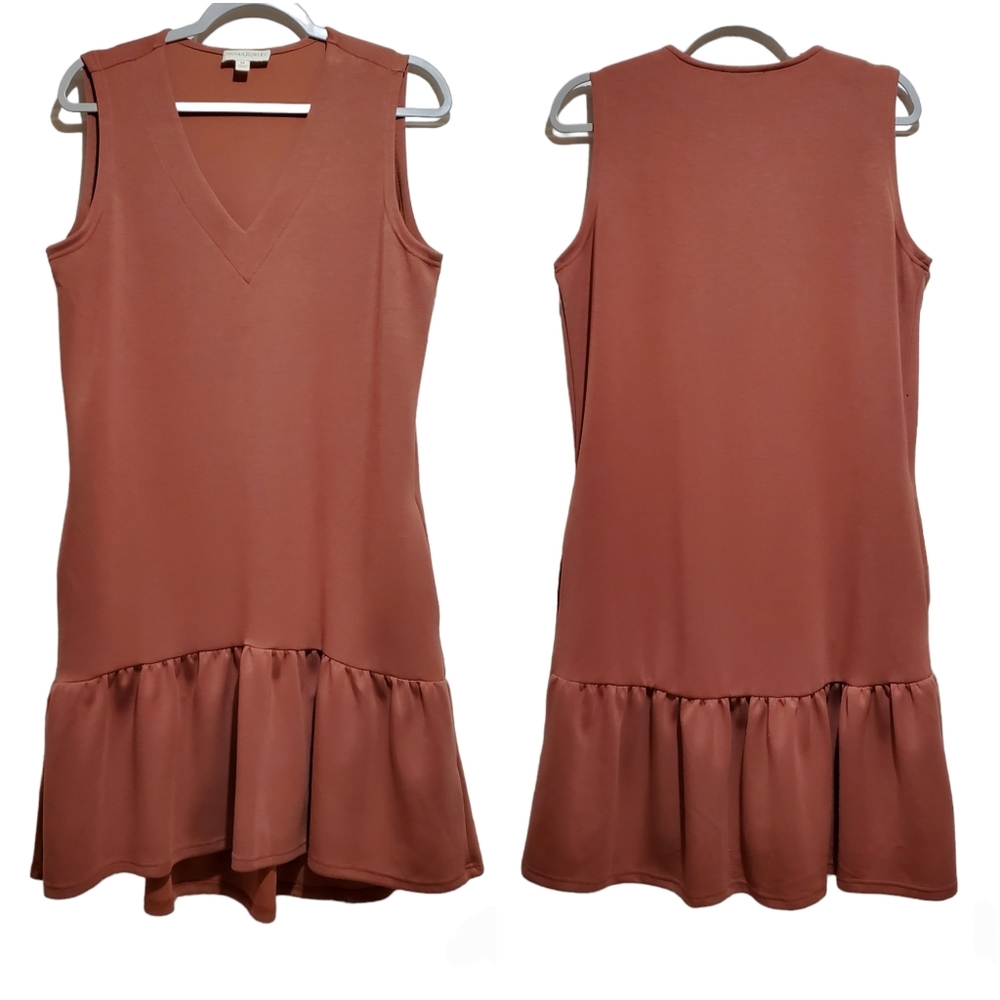 Cynthia Rowley Modal V-Neck Ruffle Hem Dress Size M